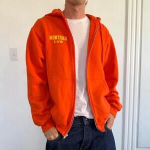 Vintage 00s Montanna Law Orange Zip Up Hoodie Sweatshirt